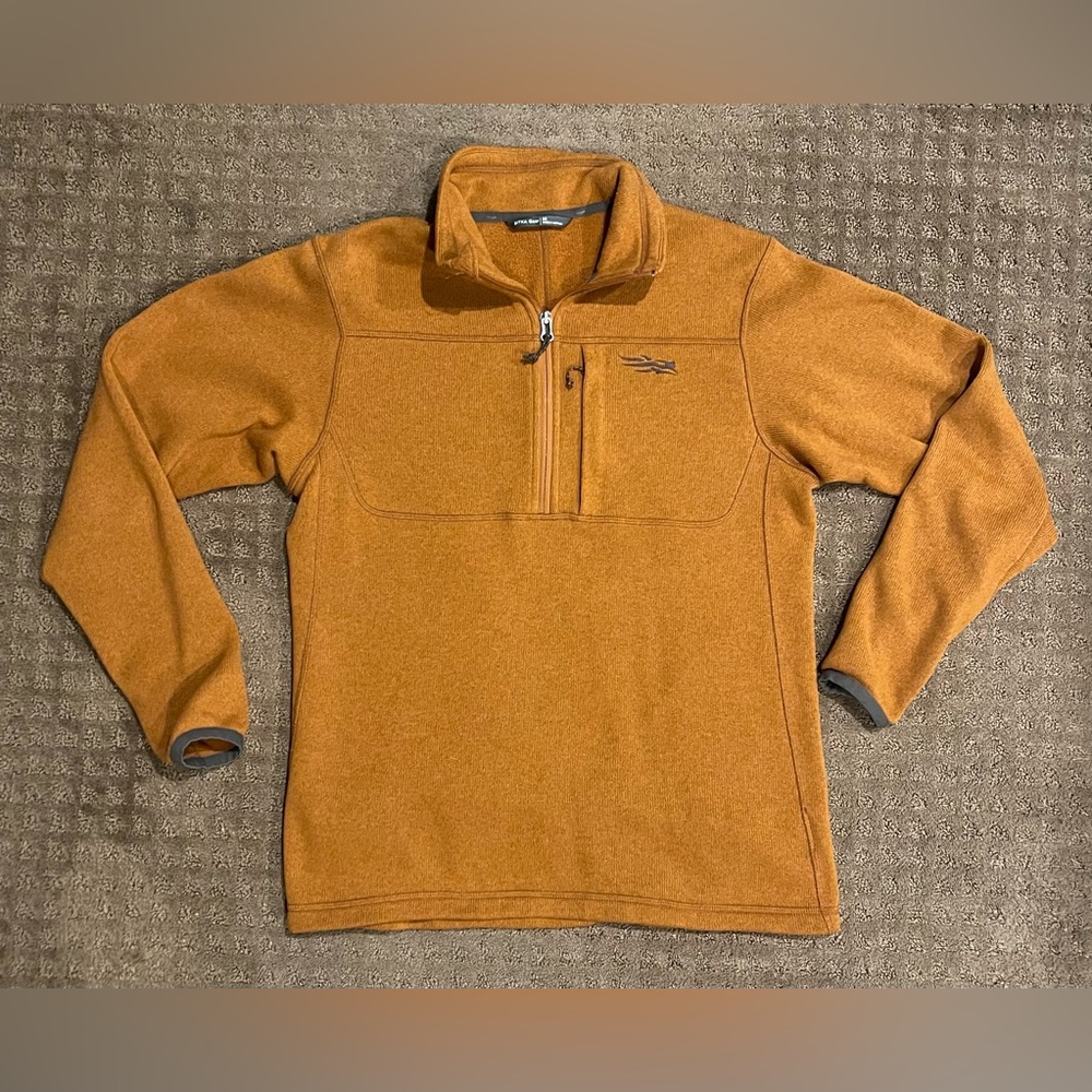 Sitka Gear Fortitude Half-Zip Fleece Pullover Sweater Rust Orange Men's Medium